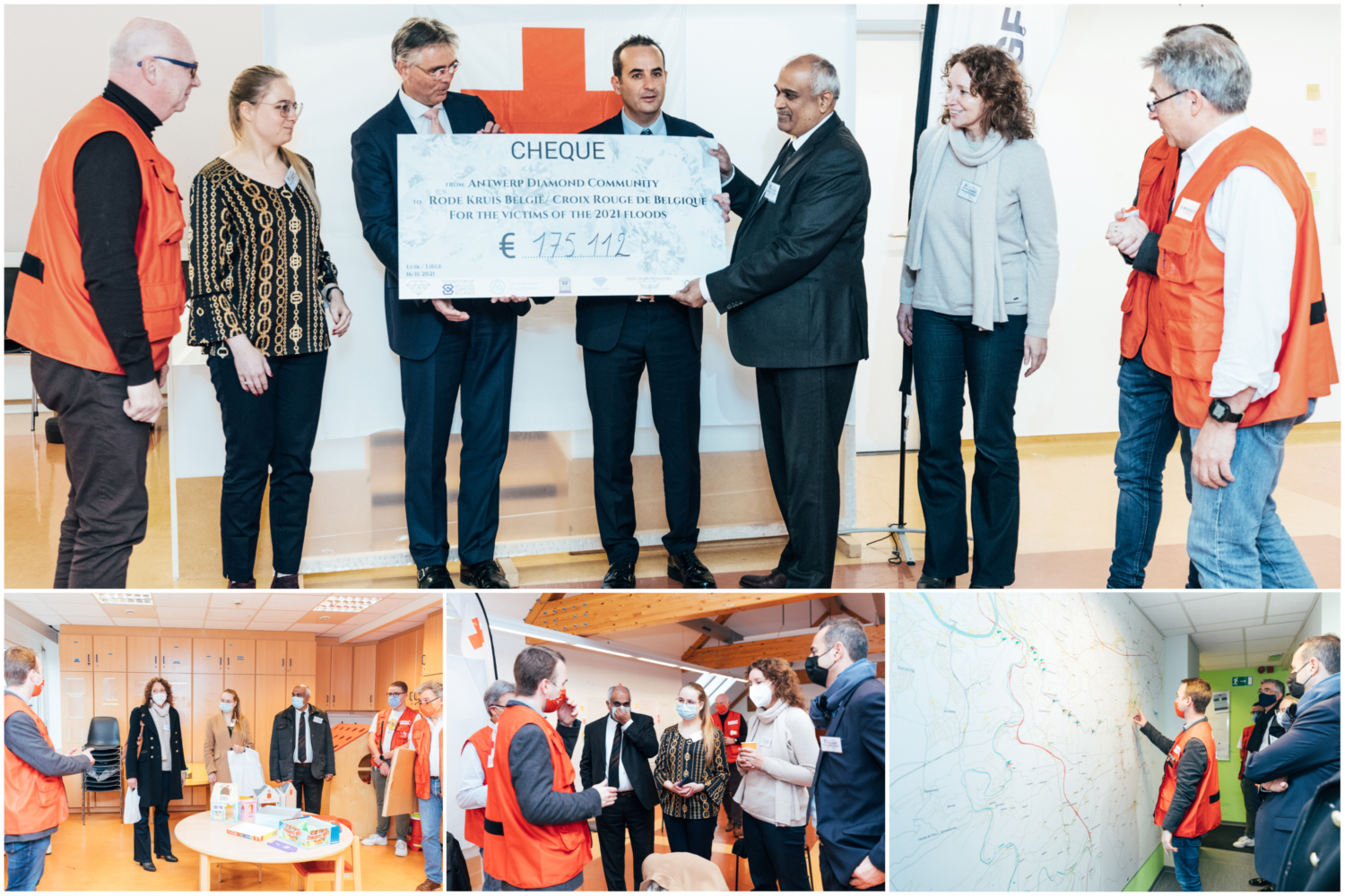 Antwerp Diamond Community presents a cheque of €175.112 to the Belgian Red Cross.